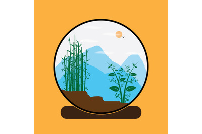 GLASS BALL VIEW simple vector illustration