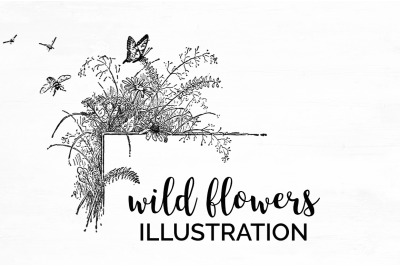 Flowers Black and White Clipart