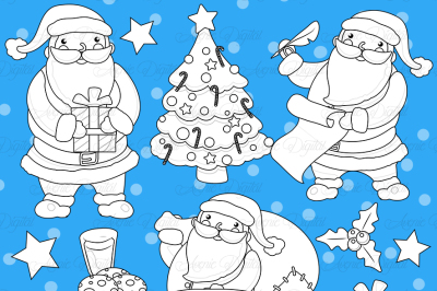 Christmas Santa Digital Stamps