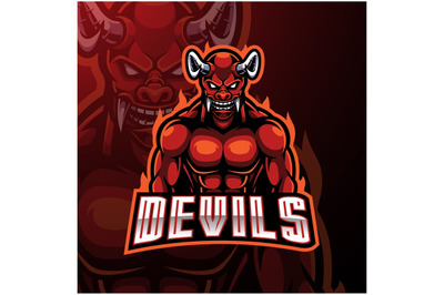 Red devil esport mascot logo design