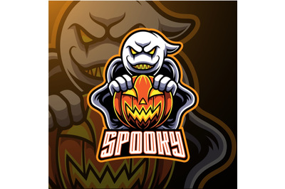 Spooky ghost and pumpkin logo mascot designs