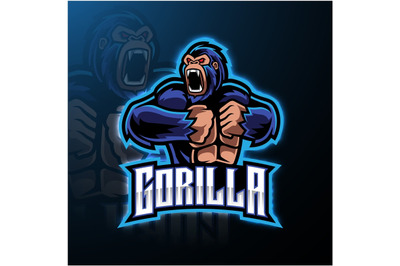 Angry gorilla mascot logo desain