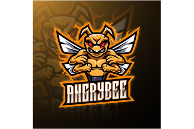 Angry bee esport mascot logo design