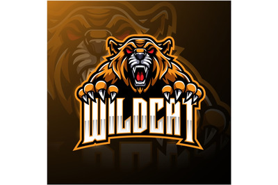 Angry wildcat face mascot logo design