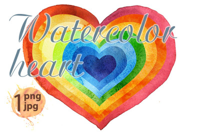 Watercolor textured rainbow heart