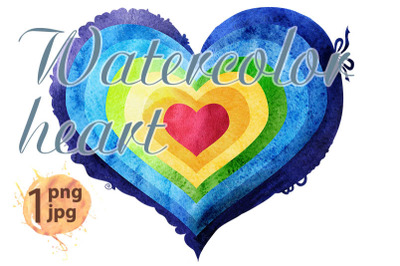 Watercolor textured rainbow heart