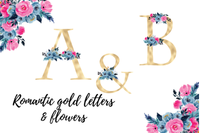 Colorful Romantic Pink florals alphabet