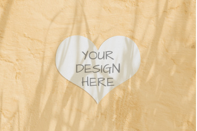 Heart valentine modern mock up with herbs shadows on yellow background