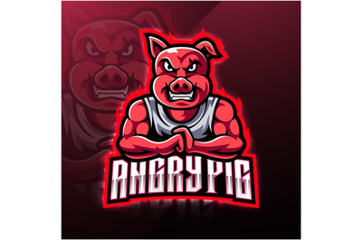 Angry pig esport mascot logo design