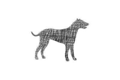 dog with black line simple vector illustration