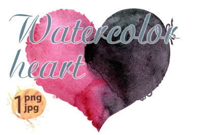 watercolor pink and black heart with a lace edge