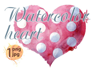 Watercolor pink heart with a lace edge