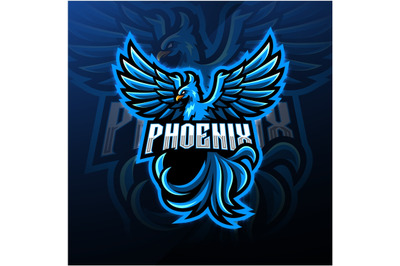 Blue phoenix esport mascot logo design