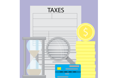 Tax and money flat business concept