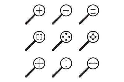 Magnifying glass web icon set