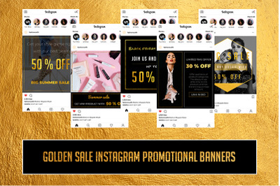 Golden Sale | Mini social templates bundle