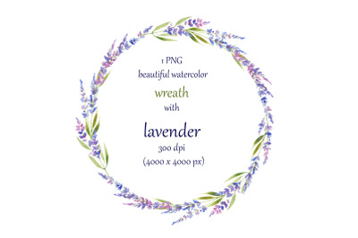 Lavender wreath clipart hand painted watercolor