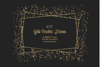 5x7 Gold Confetti Frame Overlays
