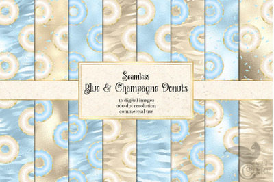 Blue and Champagne Donut Digital Paper