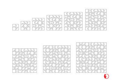 Big collection of white puzzles, Svg, Dxf, Png, Eps and Jpg files