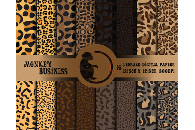 Leopard digital paper pack, Instant download, Scrapbook papers, Jpg fi