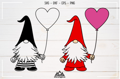 Love Heart Balloon GNOME Valentine Svg Design