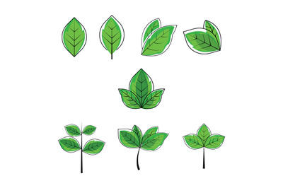 leaf shape collection simple vector illustration