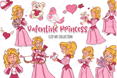 Valentine Princess Pink Clip Art Collection