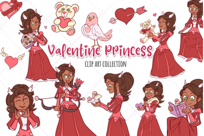 Valentine Princess Red Clip Art Collection