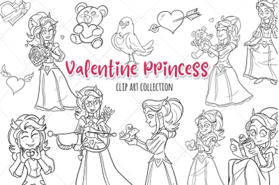 Valentine Princess Digital Stamps