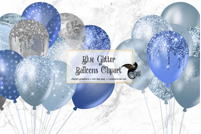 Blue Glitter Balloons Clipart