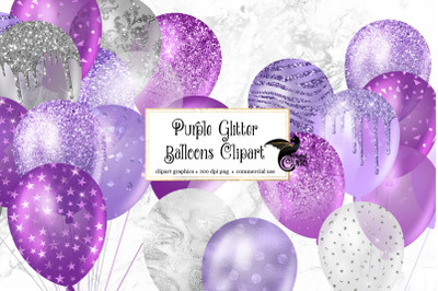 Purple Glitter Balloons Clipart