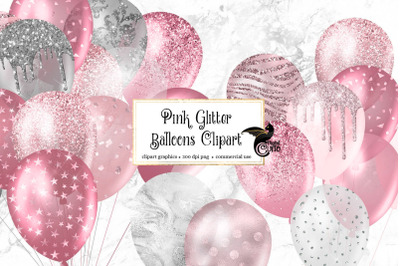 Pink Glitter Balloons Clipart