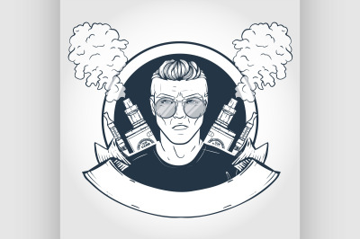 Sketch of hipster with vaporizer cigarette 4