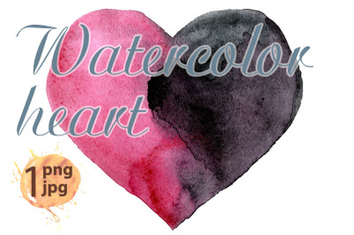 watercolor pink and black heart