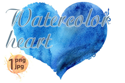 Watercolor blue heart with a lace edge