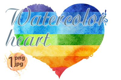 Watercolor rainbow heart with a lace edge