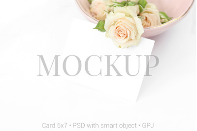 Mockup card with roses &amp; FREE BONUS