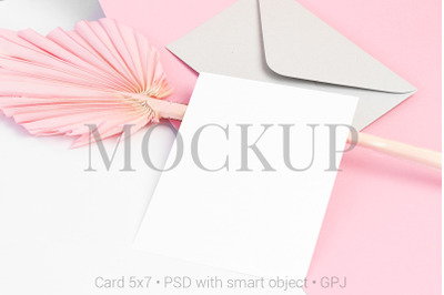 Card mockup with palm leaf &amp; FREE BONUS
