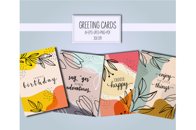 Cute Greeting Cards Branches for Print and Web