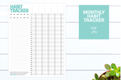Fillable Habit Tracker - JPG and PDF