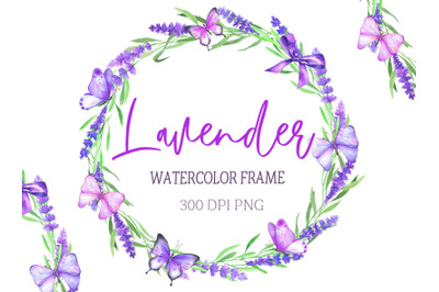 Watercolor frame with lavender.