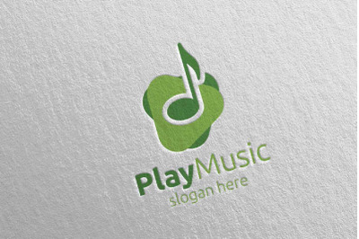 Music Logo with Note, Play Concept 3