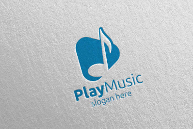 Music Logo with Note and Play Concept 5