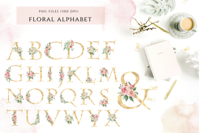 Floral Alphabet Clipart Bundle