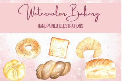 Bakery Clip arts, Bakery Elements, Kitchen Wall Print, Watercolor Bake