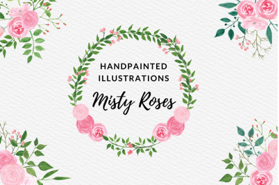 Watercolor flowers &amp; branches, Blush florals bouquets, Watercolor rose