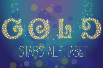 Gold stars vector alphabet