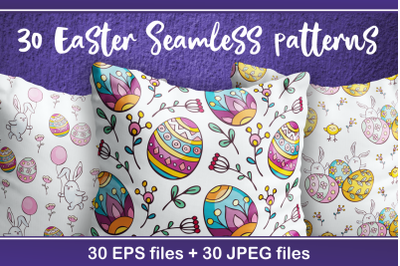 Easter seamless patterns in doodle style