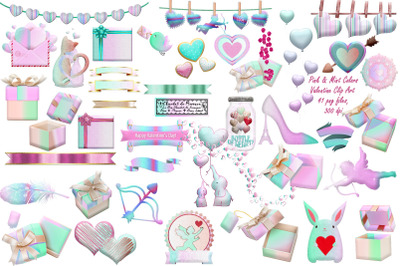 Valentine Mint Shades and Pink Clip Art